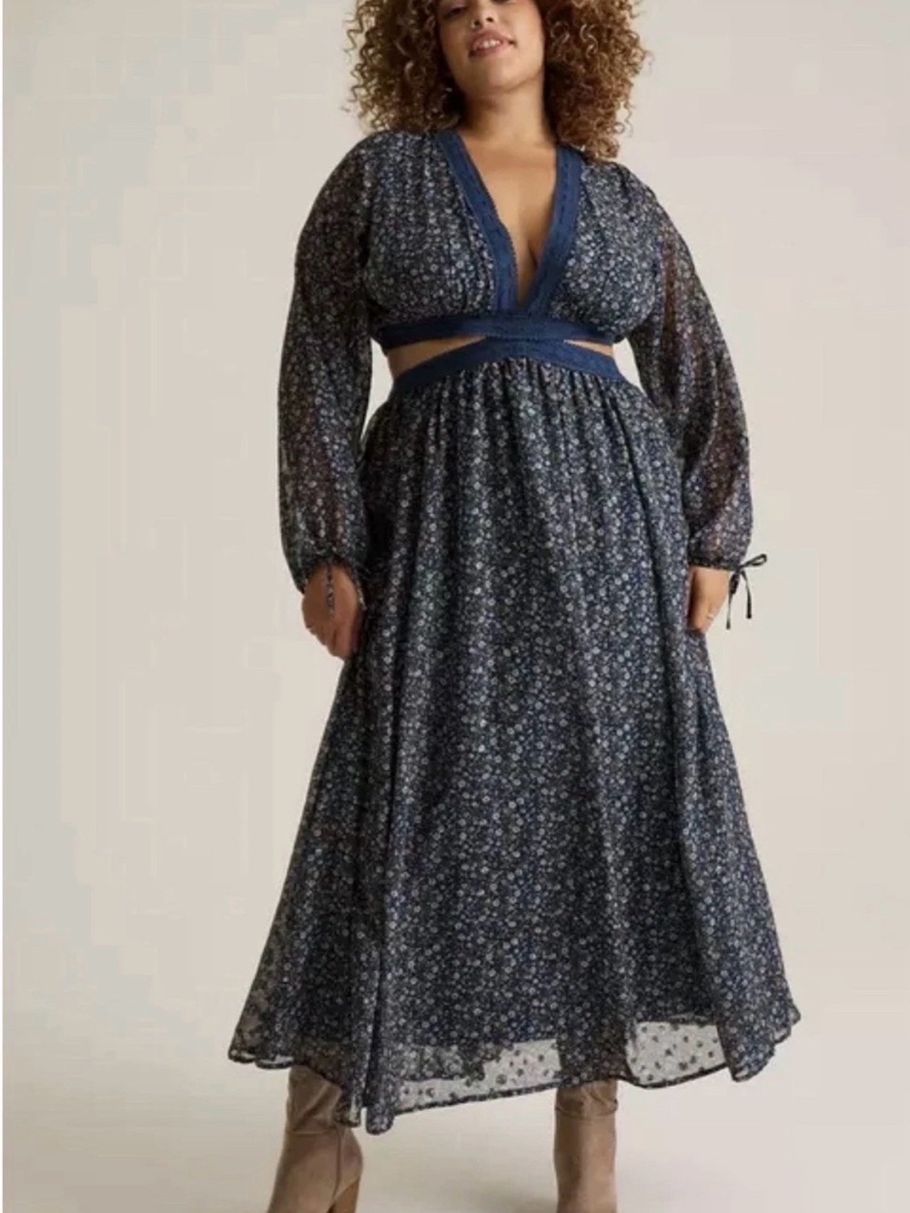 torrid Navy Floral Plunge Maxi Dress